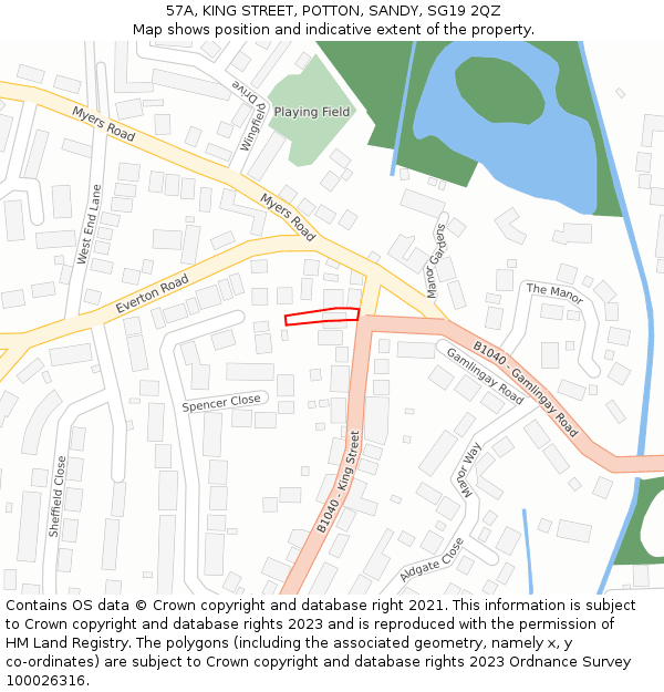 57A, KING STREET, POTTON, SANDY, SG19 2QZ: Location map and indicative extent of plot