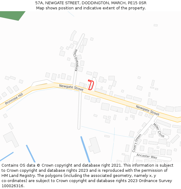 57A, NEWGATE STREET, DODDINGTON, MARCH, PE15 0SR: Location map and indicative extent of plot