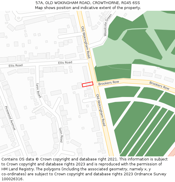 57A, OLD WOKINGHAM ROAD, CROWTHORNE, RG45 6SS: Location map and indicative extent of plot