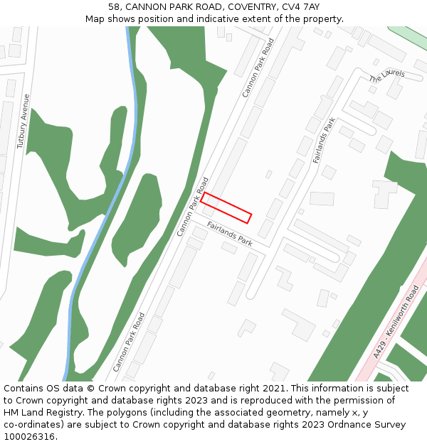 58, CANNON PARK ROAD, COVENTRY, CV4 7AY: Location map and indicative extent of plot