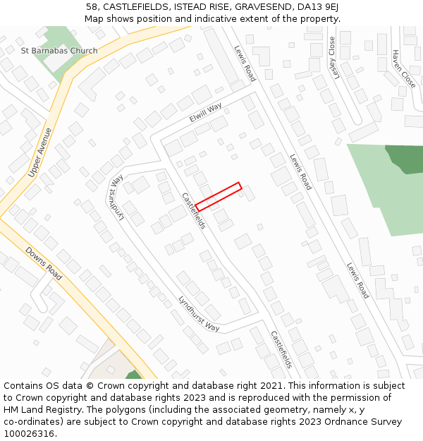 58, CASTLEFIELDS, ISTEAD RISE, GRAVESEND, DA13 9EJ: Location map and indicative extent of plot