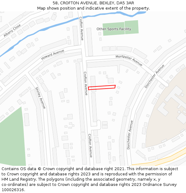 58, CROFTON AVENUE, BEXLEY, DA5 3AR: Location map and indicative extent of plot