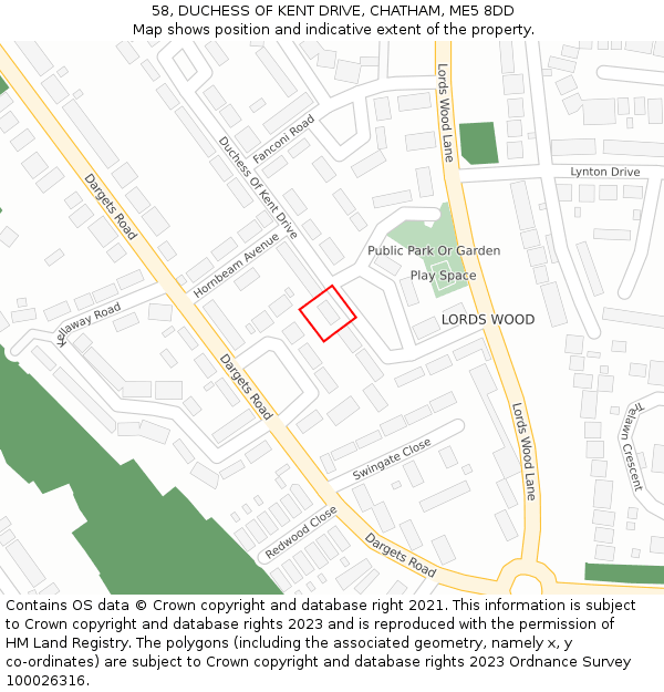 58, DUCHESS OF KENT DRIVE, CHATHAM, ME5 8DD: Location map and indicative extent of plot