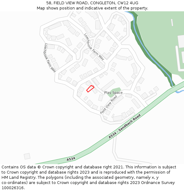 58, FIELD VIEW ROAD, CONGLETON, CW12 4UG: Location map and indicative extent of plot