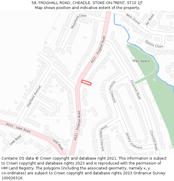 58, FROGHALL ROAD, CHEADLE, STOKE-ON-TRENT, ST10 1JT: Location map and indicative extent of plot