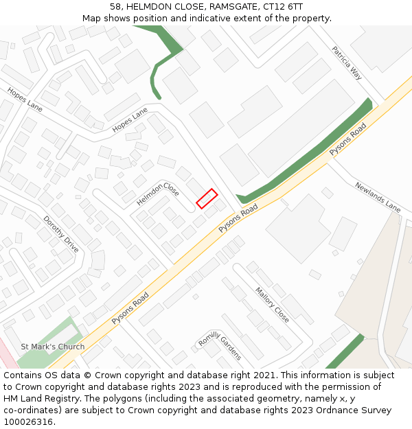 58, HELMDON CLOSE, RAMSGATE, CT12 6TT: Location map and indicative extent of plot