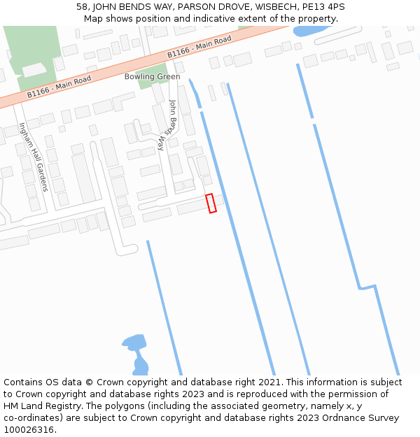 58, JOHN BENDS WAY, PARSON DROVE, WISBECH, PE13 4PS: Location map and indicative extent of plot