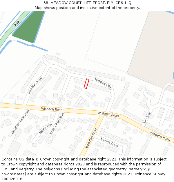 58, MEADOW COURT, LITTLEPORT, ELY, CB6 1LQ: Location map and indicative extent of plot