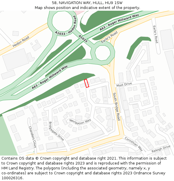 58, NAVIGATION WAY, HULL, HU9 1SW: Location map and indicative extent of plot