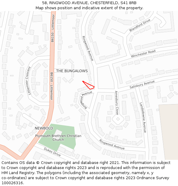 58, RINGWOOD AVENUE, CHESTERFIELD, S41 8RB: Location map and indicative extent of plot