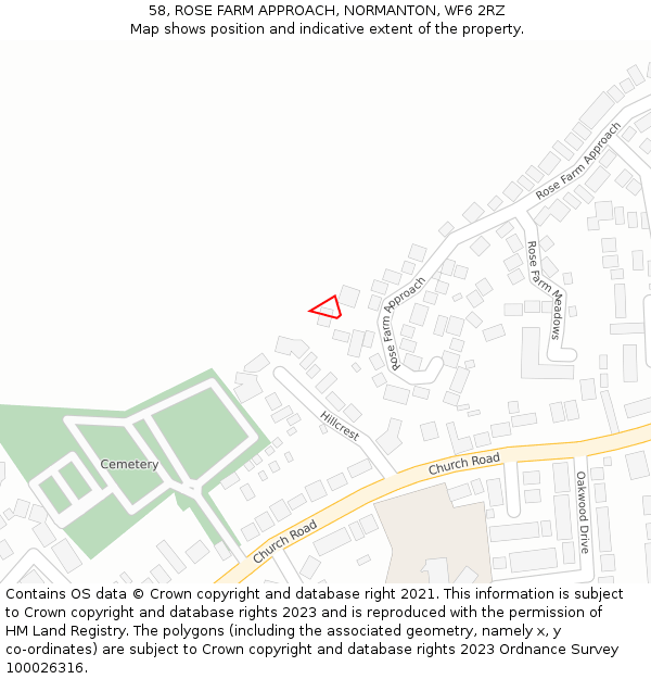 58, ROSE FARM APPROACH, NORMANTON, WF6 2RZ: Location map and indicative extent of plot