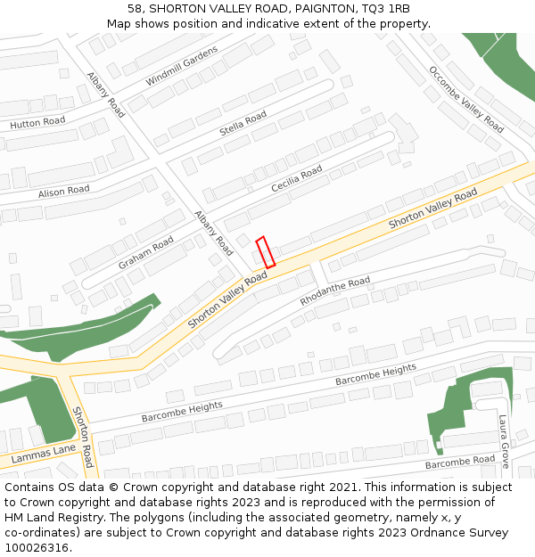 58, SHORTON VALLEY ROAD, PAIGNTON, TQ3 1RB: Location map and indicative extent of plot