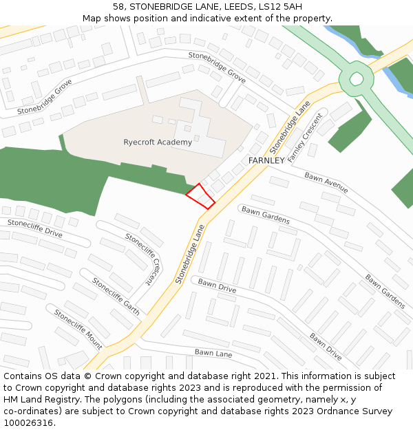 58, STONEBRIDGE LANE, LEEDS, LS12 5AH: Location map and indicative extent of plot