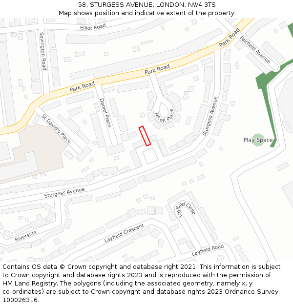58, STURGESS AVENUE, LONDON, NW4 3TS: Location map and indicative extent of plot