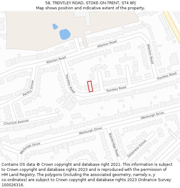 58, TRENTLEY ROAD, STOKE-ON-TRENT, ST4 8PJ: Location map and indicative extent of plot