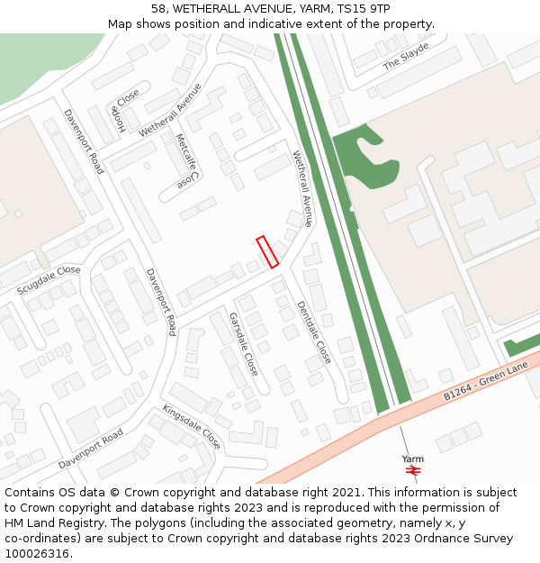 58, WETHERALL AVENUE, YARM, TS15 9TP: Location map and indicative extent of plot