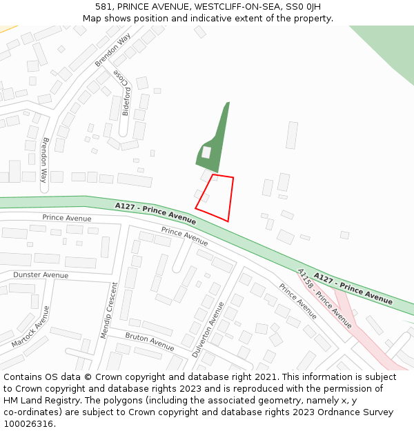 581, PRINCE AVENUE, WESTCLIFF-ON-SEA, SS0 0JH: Location map and indicative extent of plot