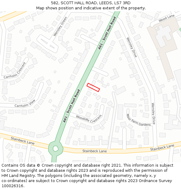 582, SCOTT HALL ROAD, LEEDS, LS7 3RD: Location map and indicative extent of plot