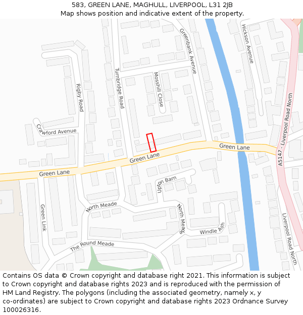 583, GREEN LANE, MAGHULL, LIVERPOOL, L31 2JB: Location map and indicative extent of plot