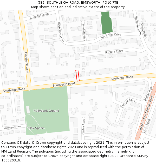 585, SOUTHLEIGH ROAD, EMSWORTH, PO10 7TE: Location map and indicative extent of plot