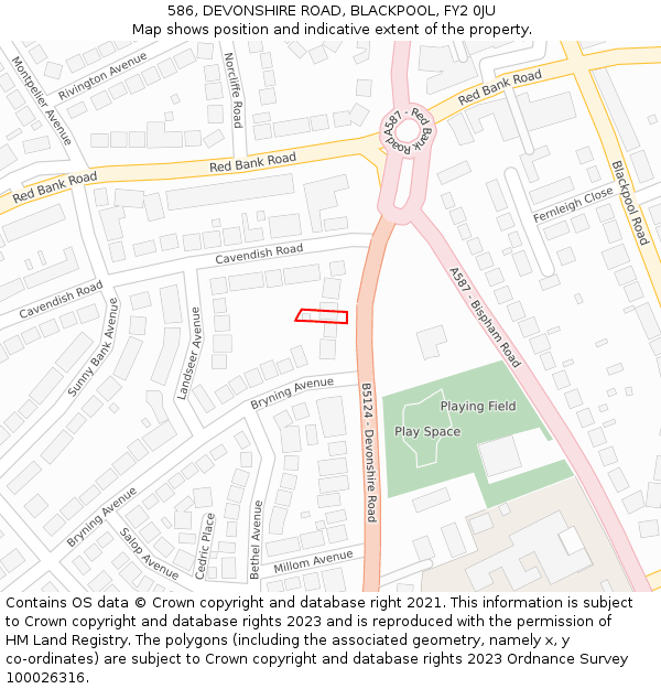 586, DEVONSHIRE ROAD, BLACKPOOL, FY2 0JU: Location map and indicative extent of plot