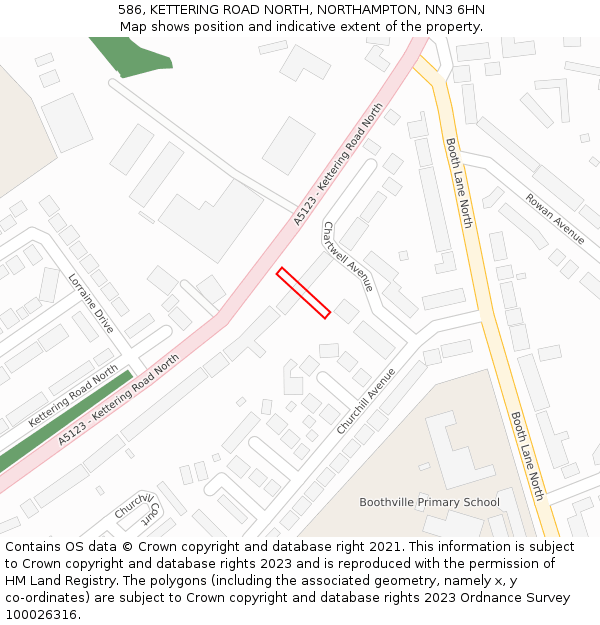 586, KETTERING ROAD NORTH, NORTHAMPTON, NN3 6HN: Location map and indicative extent of plot