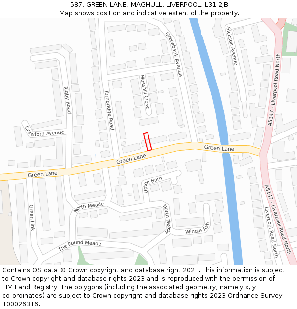 587, GREEN LANE, MAGHULL, LIVERPOOL, L31 2JB: Location map and indicative extent of plot