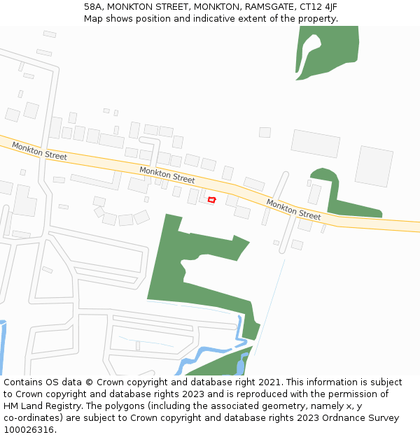 58A, MONKTON STREET, MONKTON, RAMSGATE, CT12 4JF: Location map and indicative extent of plot