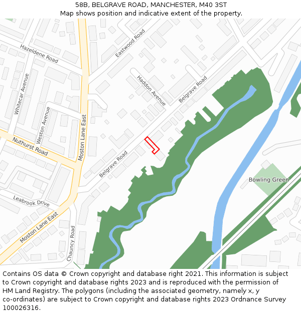 58B, BELGRAVE ROAD, MANCHESTER, M40 3ST: Location map and indicative extent of plot