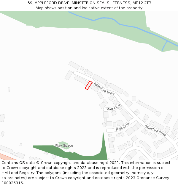 59, APPLEFORD DRIVE, MINSTER ON SEA, SHEERNESS, ME12 2TB: Location map and indicative extent of plot