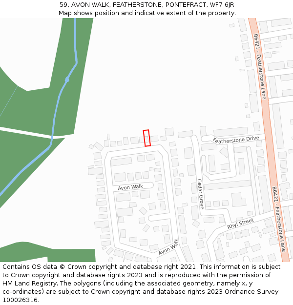 59, AVON WALK, FEATHERSTONE, PONTEFRACT, WF7 6JR: Location map and indicative extent of plot