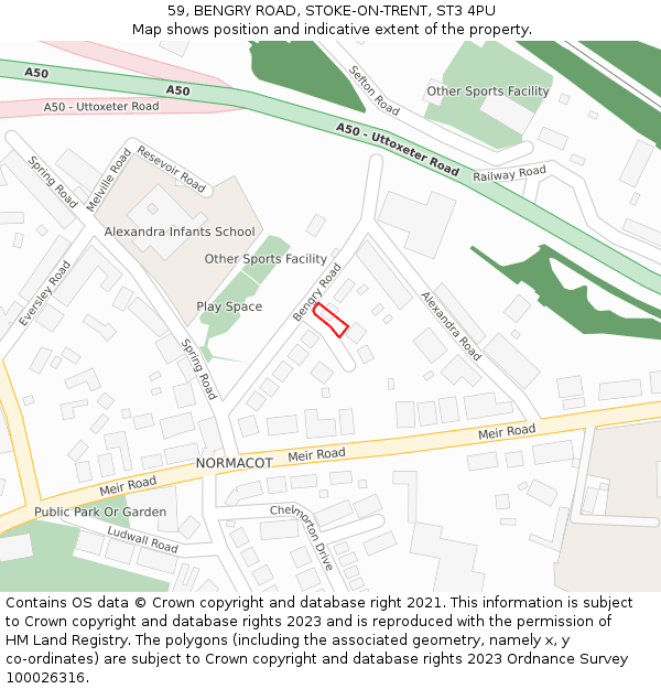 59, BENGRY ROAD, STOKE-ON-TRENT, ST3 4PU: Location map and indicative extent of plot