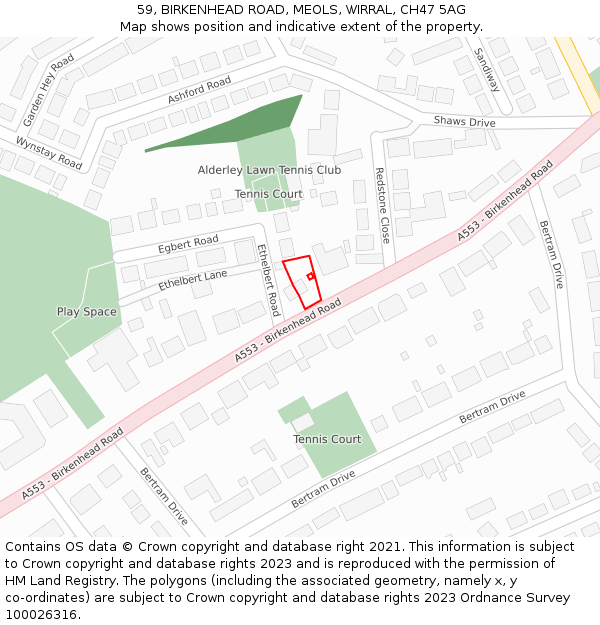 59, BIRKENHEAD ROAD, MEOLS, WIRRAL, CH47 5AG: Location map and indicative extent of plot