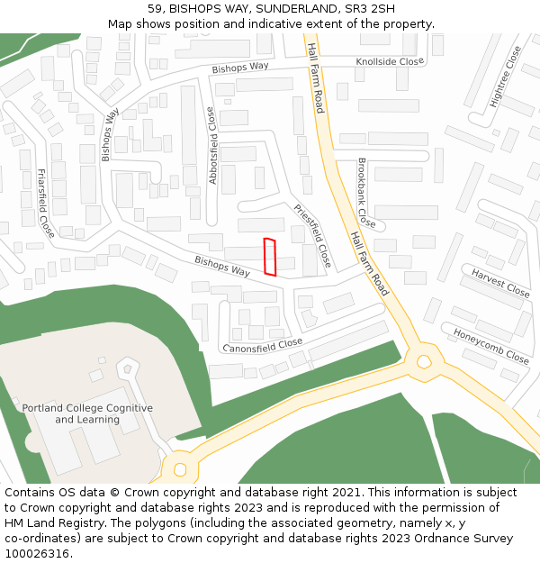 59, BISHOPS WAY, SUNDERLAND, SR3 2SH: Location map and indicative extent of plot