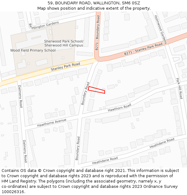 59, BOUNDARY ROAD, WALLINGTON, SM6 0SZ: Location map and indicative extent of plot
