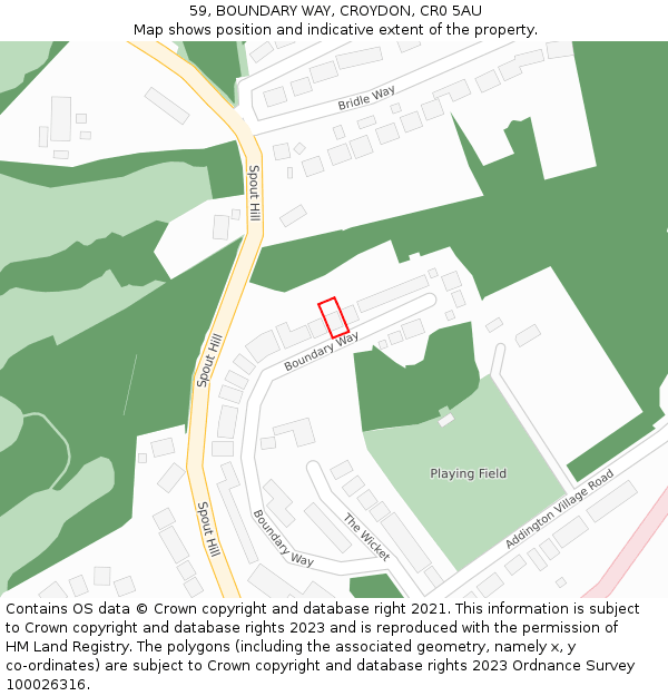 59, BOUNDARY WAY, CROYDON, CR0 5AU: Location map and indicative extent of plot