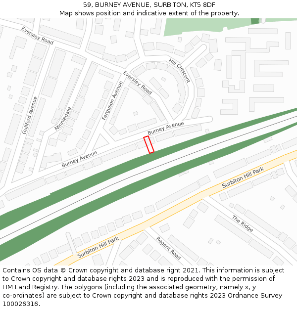 59, BURNEY AVENUE, SURBITON, KT5 8DF: Location map and indicative extent of plot