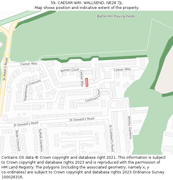 59, CAESAR WAY, WALLSEND, NE28 7JL: Location map and indicative extent of plot