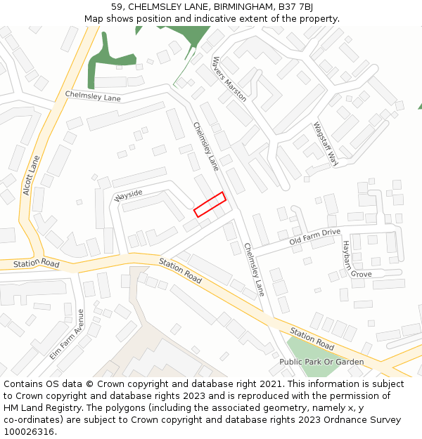 59, CHELMSLEY LANE, BIRMINGHAM, B37 7BJ: Location map and indicative extent of plot