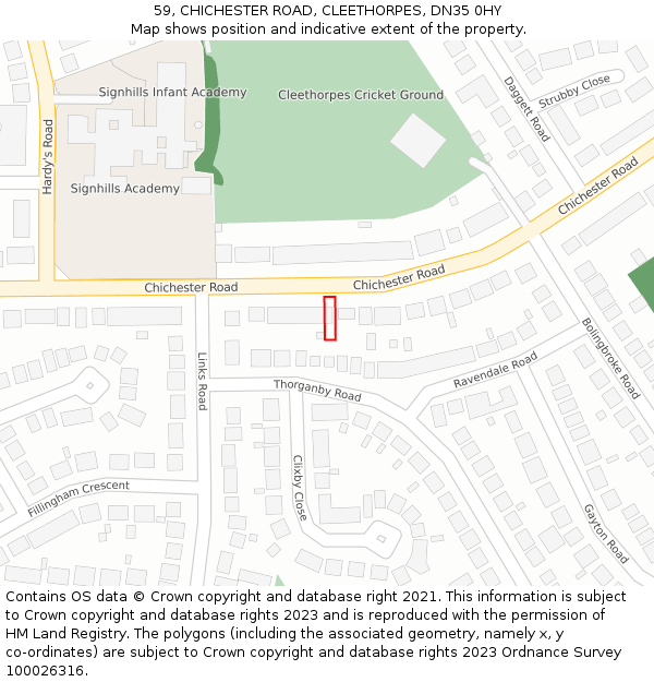 59, CHICHESTER ROAD, CLEETHORPES, DN35 0HY: Location map and indicative extent of plot