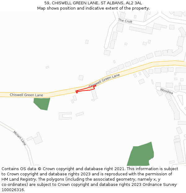 59, CHISWELL GREEN LANE, ST ALBANS, AL2 3AL: Location map and indicative extent of plot