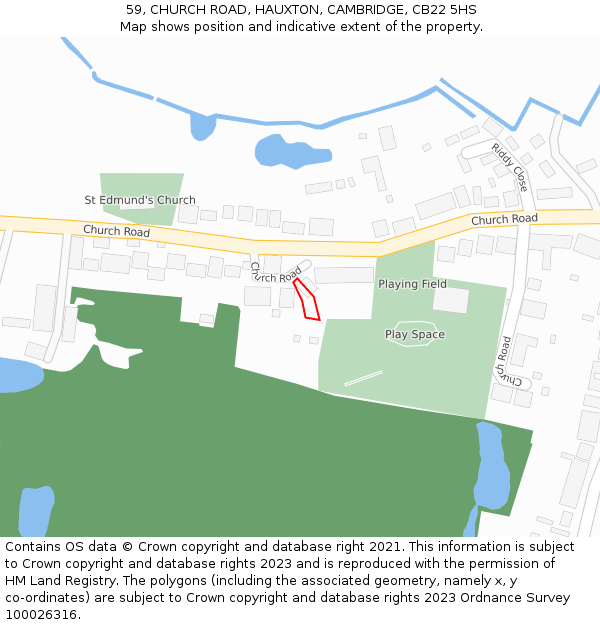 59, CHURCH ROAD, HAUXTON, CAMBRIDGE, CB22 5HS: Location map and indicative extent of plot