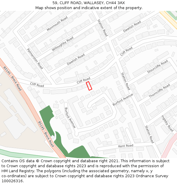 59, CLIFF ROAD, WALLASEY, CH44 3AX: Location map and indicative extent of plot