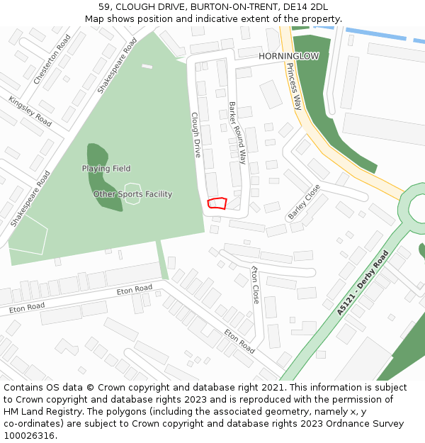 59, CLOUGH DRIVE, BURTON-ON-TRENT, DE14 2DL: Location map and indicative extent of plot