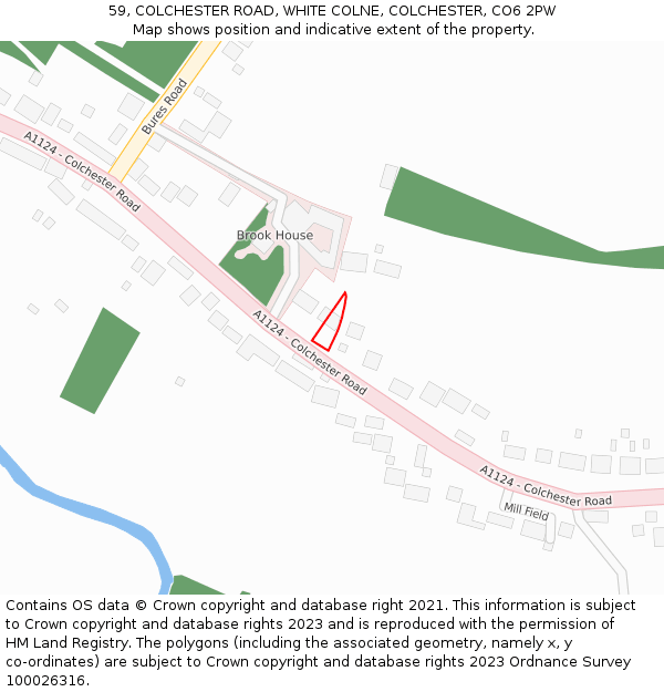 59, COLCHESTER ROAD, WHITE COLNE, COLCHESTER, CO6 2PW: Location map and indicative extent of plot