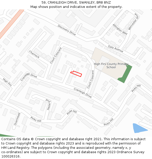 59, CRANLEIGH DRIVE, SWANLEY, BR8 8NZ: Location map and indicative extent of plot