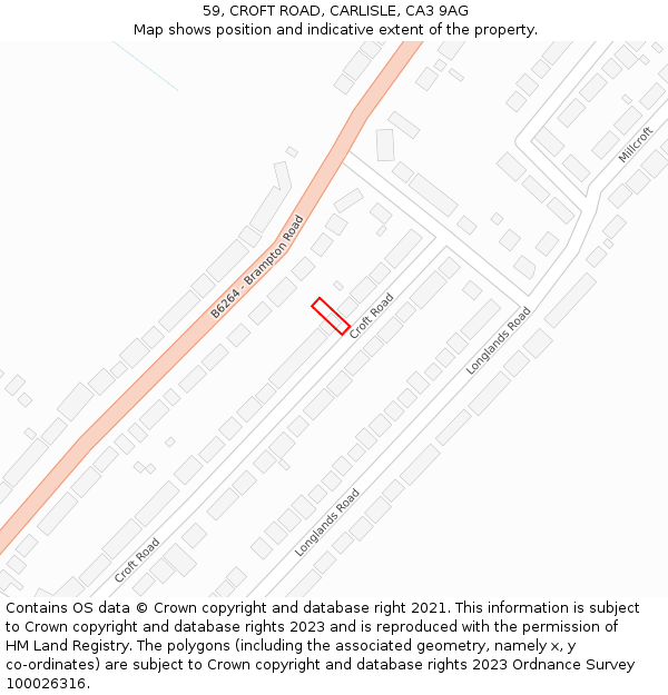 59, CROFT ROAD, CARLISLE, CA3 9AG: Location map and indicative extent of plot