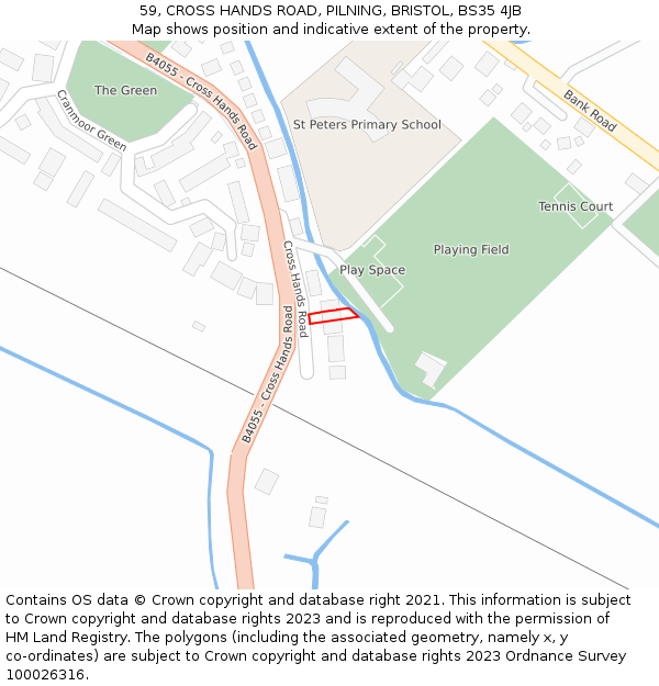 59, CROSS HANDS ROAD, PILNING, BRISTOL, BS35 4JB: Location map and indicative extent of plot