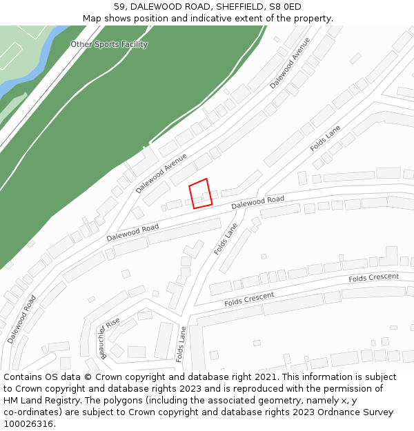 59, DALEWOOD ROAD, SHEFFIELD, S8 0ED: Location map and indicative extent of plot