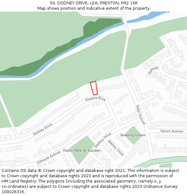 59, DODNEY DRIVE, LEA, PRESTON, PR2 1XR: Location map and indicative extent of plot